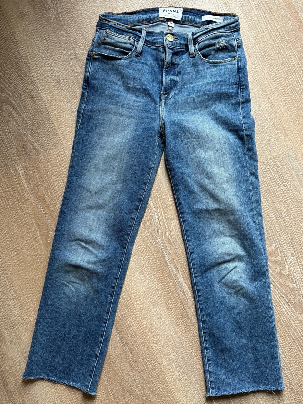 Frame Denim Women's Le High Straight Leg Jeans in Medium Blue Wash size 24